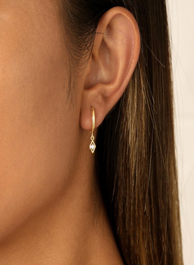 MFRYK Gold Earrings for Women,14K Gold/Silver Plated Dangle Earrings,Dainty Zircon Pendant Hoop Earrings,Dangling CZ Jewelry Gifts for Women Trendy - Image 4